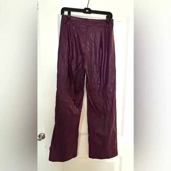 Cider Faux Leather plum merlot wine Purple Straight Leg Pants M hippie rock boho - Picture 9 of 10